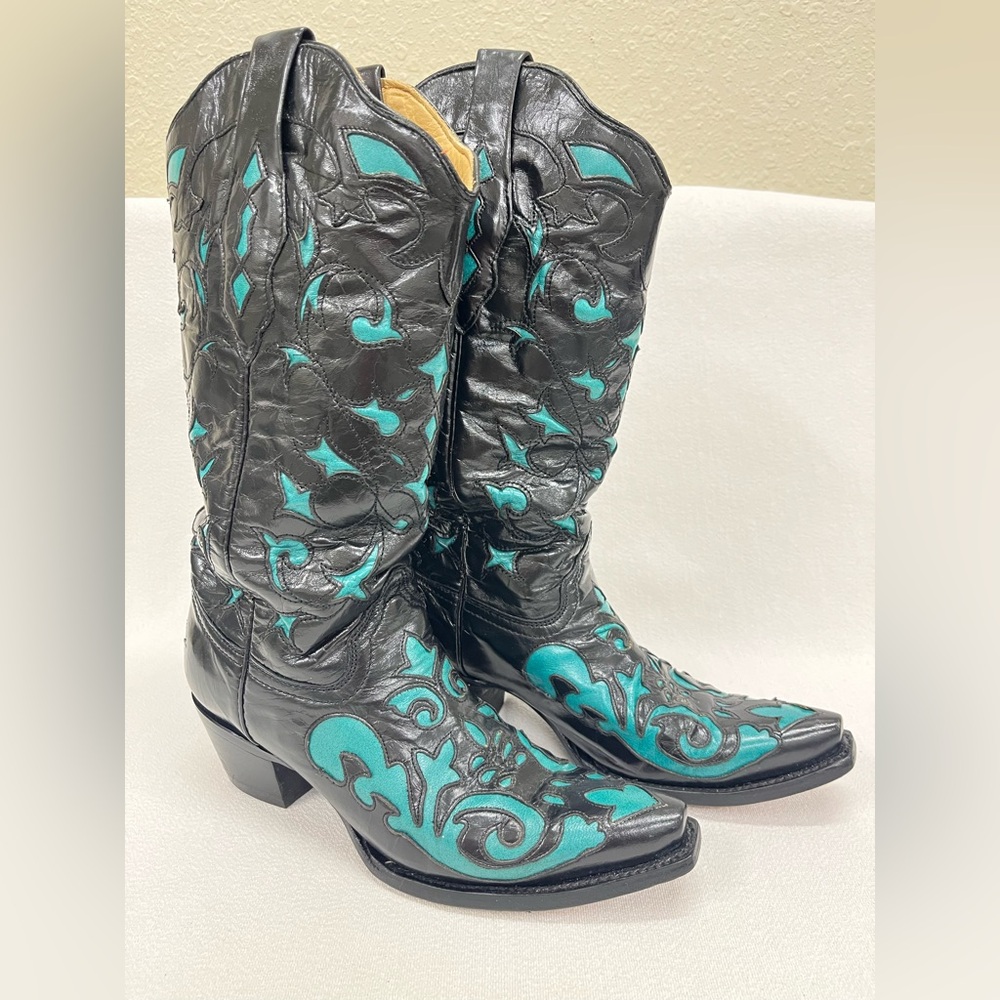 Corral Women’s Boots Black & Turquoise - 8